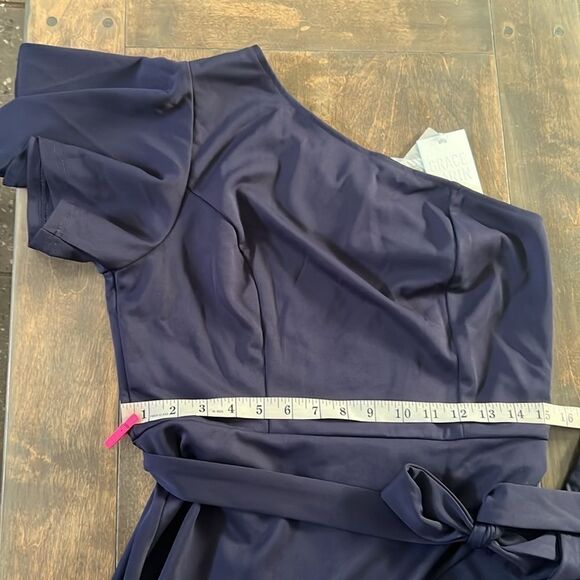 NWT  Elegant One Shoulder Cocktail Dress Ruffle Short Sleeve A Line Party Dress - Picture 11 of 14